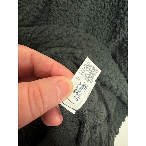 Aerie Large Dream Sherpa Sweatshirt Smoked Gray Quarter Zip Ribbed Neck NWT - Picture 12 of 13